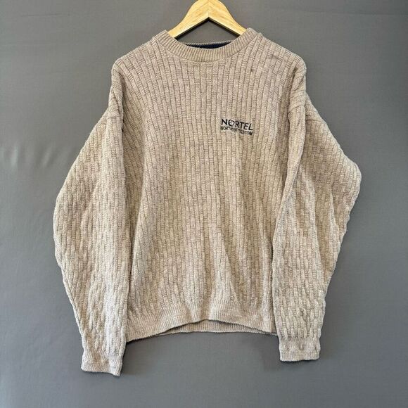 Dunbrooke Men’s Tan Knit Sweater Size Small Made In USA Cotton Blend - Picture 1 of 10
